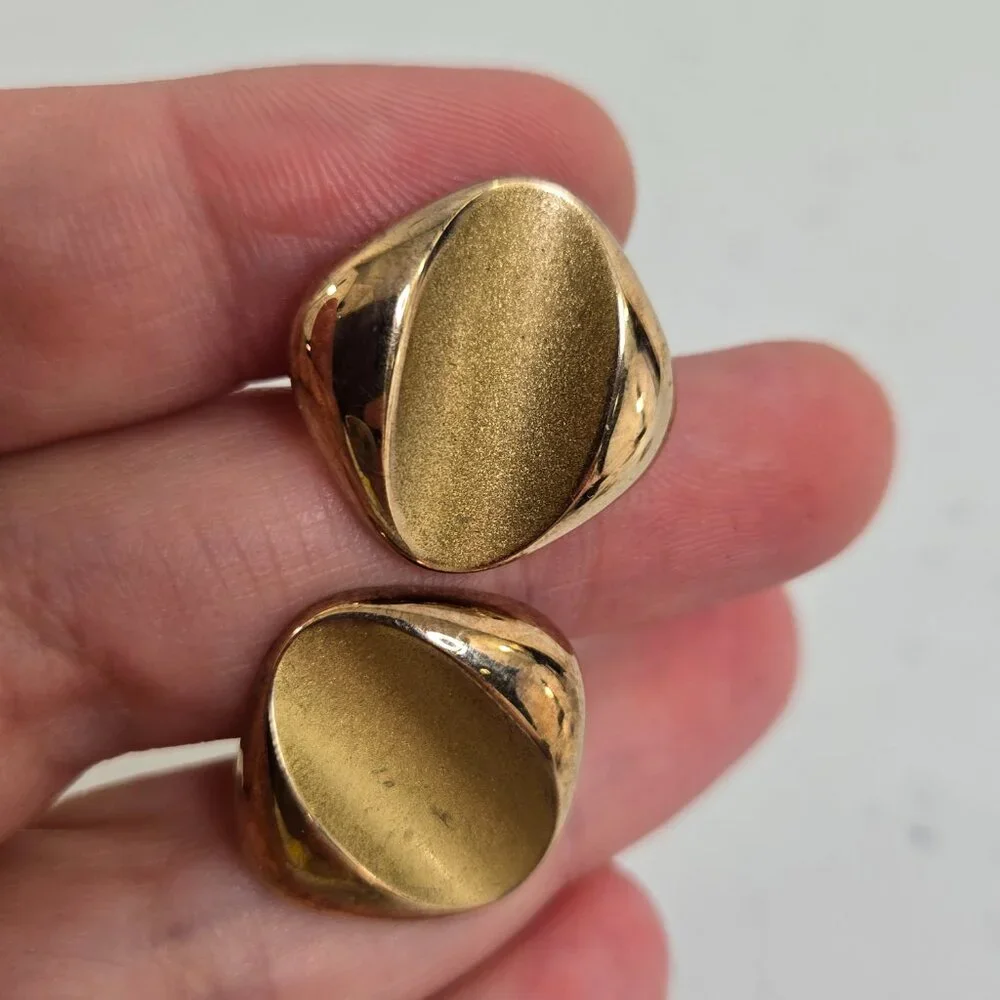 Cufflinks Gold Tone Matte Geometric Square Stripe Vintage MCM Art Deco Look
